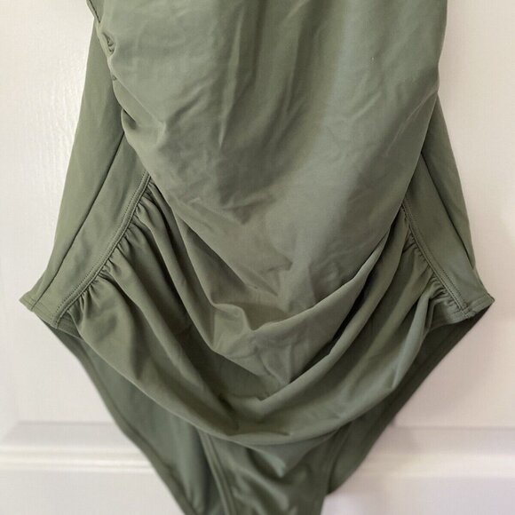 Upopby Womens Padded One Piece Tummy Control Swimsuit Olive Green Size 12 NWT - Picture 10 of 16